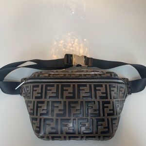 Fendi Black and Brown Logo Belt Bag